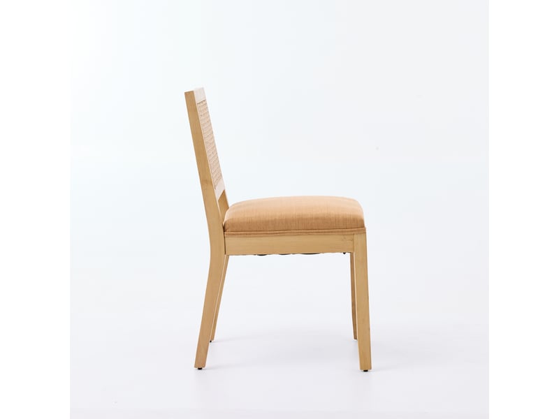  Lot de 2 chaises de salle à manger en lin et bois d'hévéa tan W3223P503931 - Conforama B