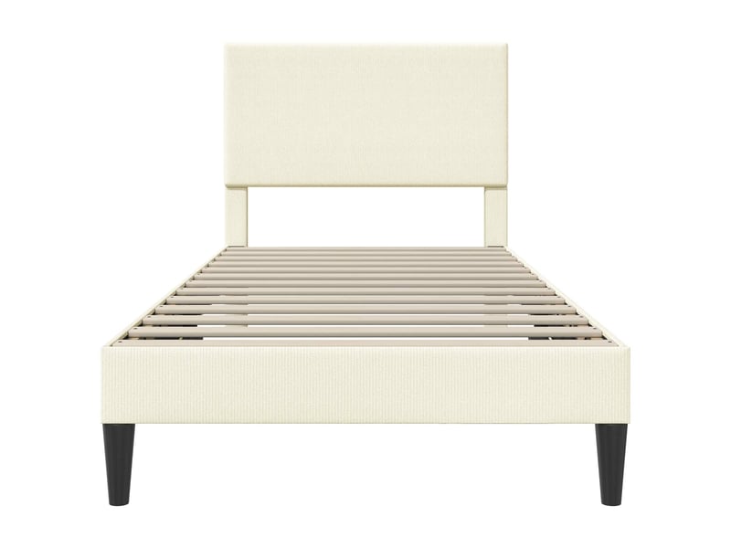  Lit simple- lit adulte -  cadre de lit crème 90 x 190 cm tissu en velours côtelé  - Conforama C
