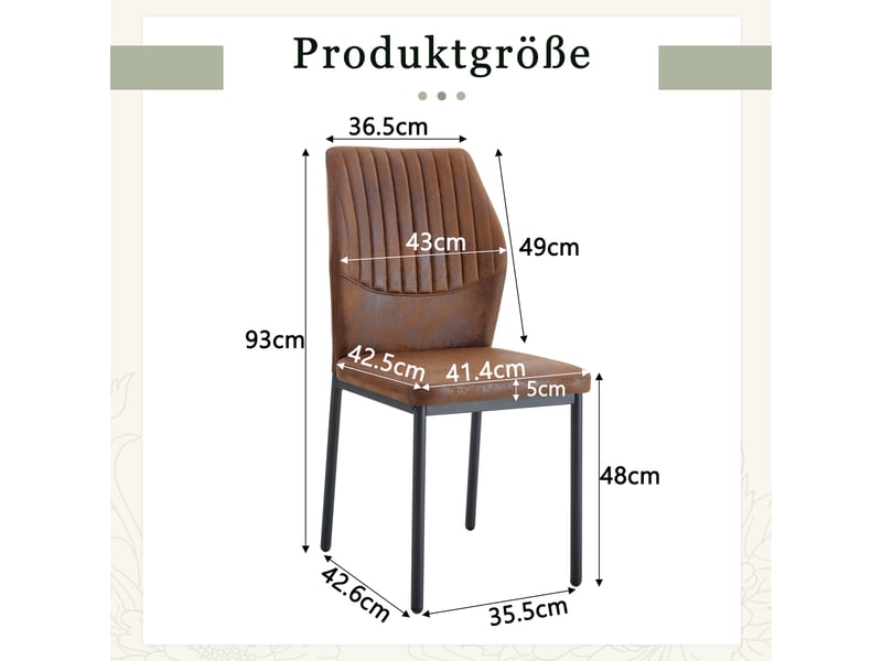  Lot de 4 chaises de salle à manger ergonomiques  - pieds antidérapants, tissu et métal - marron noir  - Conforama D