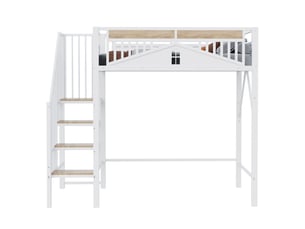 Lit mezzanine 90x200 cm <strong>MERAX</strong>  <strong>lit enfant blanc</strong> coloris blanc