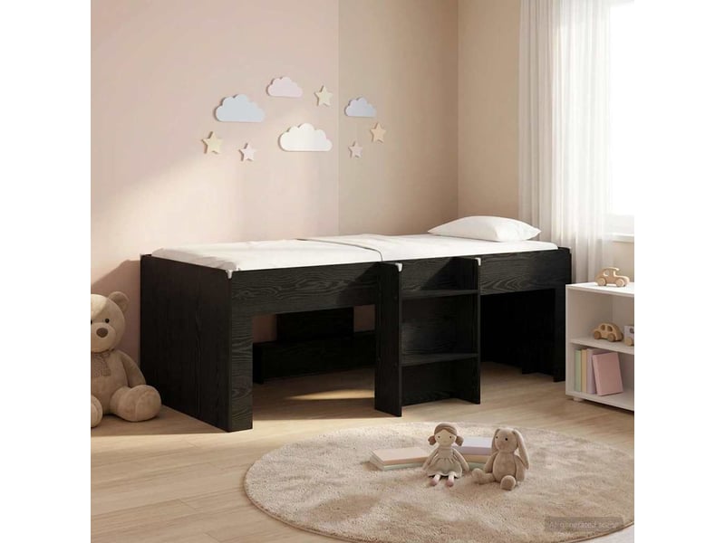  Cadre de lit élevé pour enfants - lit jeune chêne noir 80 x 200 cm  - Conforama B