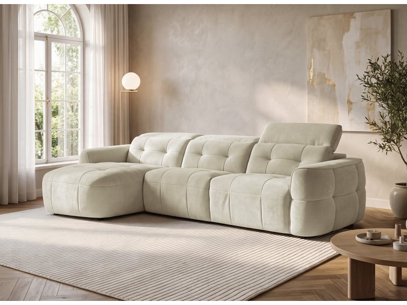  Canapé d'angle relax électrique en tissu beige ferdinand - angle gauche KM7935-M3-BEI - Conforama B
