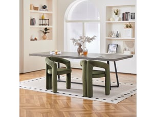 Chaise de salle à manger avec accoudoirs ergonomiques, dossier enveloppant et structure stable, en velours vert