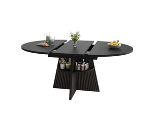 Table de repas extensible 110-150 x 110 cm avec rangement ouvert noire