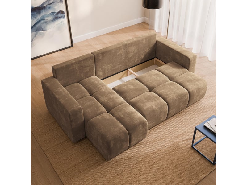 Canapé d'angle ramil, tissu chenille beige - Conforama C