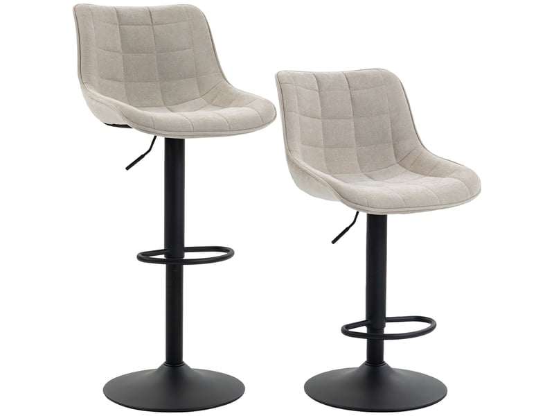  Ensemble de 2 tabourets de bar pivotants et réglables avec base et dossier en métal, blanc crème  - Conforama B