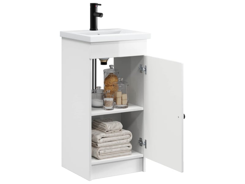 Meuble de salle de bain avec évier blanc brillant shl412 - Conforama C