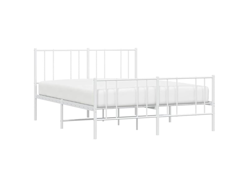  Lit double- lit adulte -  cadre de lit métal sans matelas et pied de lit blanc 135x190 cm  - Conforama D