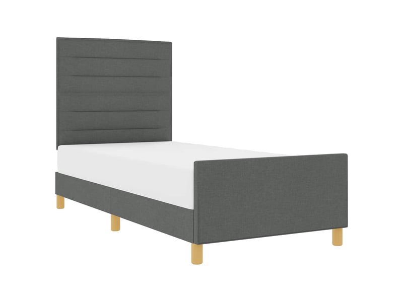  Lit simple- lit adulte -  cadre de lit avec tête de lit gris foncé 100 x 200 cm tissu  - Conforama A