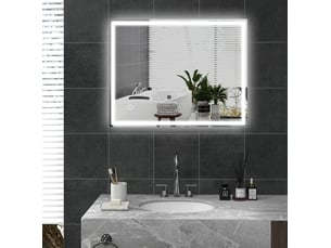 Miroir rectangulaire de salle de bain coloris argenté <strong>DESMIU</strong> <strong></strong> - 90 cm x 70 cm