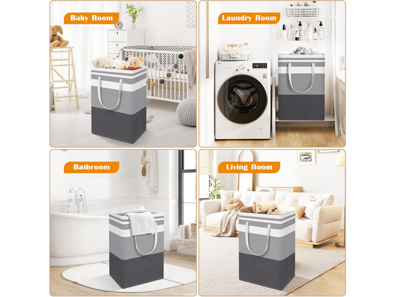  Lot de grands paniers à linge imperméables autoportants, sacs pliables avec poignées allongées pour le rangement et le transport  - Conforama D