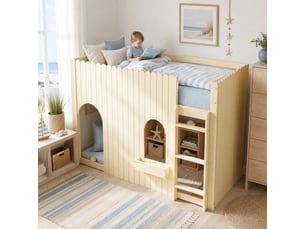 Lit mezzanine 90x200 cm <strong>OKMYHOME</strong> <strong></strong> coloris naturel