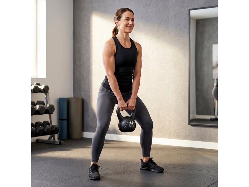  Kettlebell, haltère de 14 kg lestée de sable, pour débutants, noire  - Conforama D