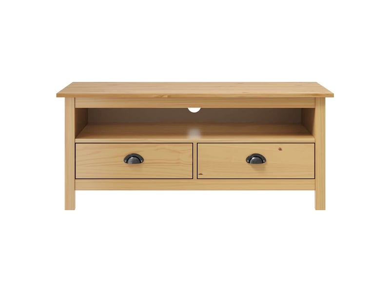  Meuble tv - banc tv - meuble de rangement hill range marron miel 110x40x47cm bois de pin solide  - Conforama A