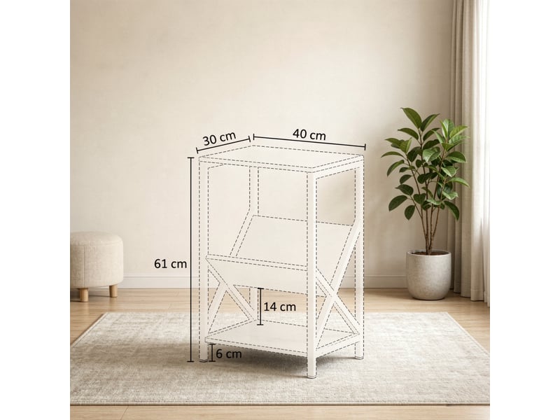  Table d'appoint à 3 niveaux avec porte-revues en v et étagère basse, pour salon ou chambre, gris foncé, 40 × 30 × 61 cm  - Conforama D