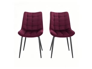 Chaise de salle à manger lot de 2 avec dossier ergonomique et patins antidérapants en velours rouge vin