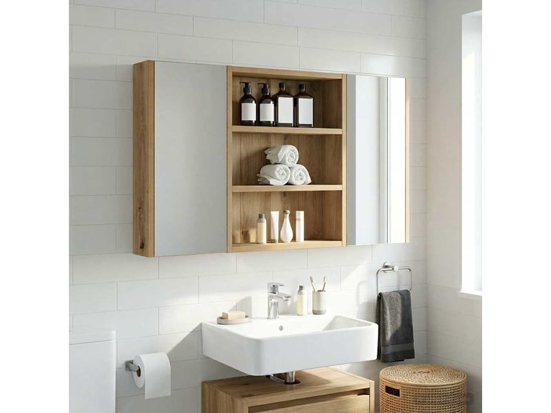  Armoire murale de salle de bain, cabinet de salle de bain chêne artisanal 40 x 10 x 50 cm cf65191  - Conforama D