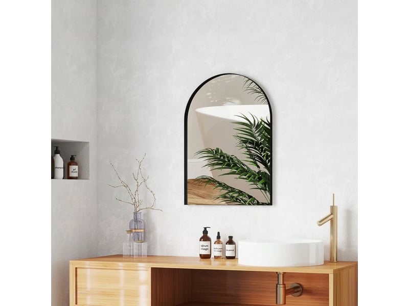  Miroir salle de bain arqué, miroir mural noir 50x70 cadre aluminium  - Conforama E