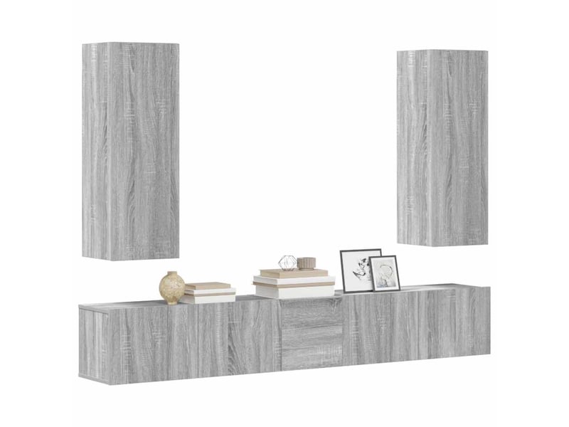  Ensemble de meubles tv 5 pcs sonoma gris bois d'ingénierie shl95314  - Conforama C