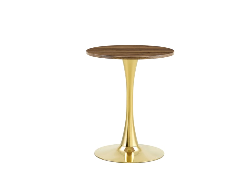  Table ronde, 60 cm, table salon style table d’appoint mid-century plateau, plateau mdf, piètement métal, coloris noyer  - Conforama A