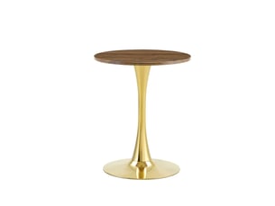 Table ronde, 60 cm, table salon style table d’appoint mid-century plateau, plateau mdf, piètement métal, coloris noyer