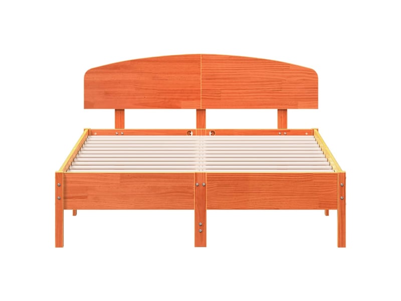  Lit double- lit adulte -  cadre de lit sans matelas  marron 135x190cm bois pin massif  - Conforama C
