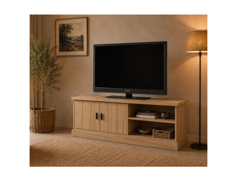  Meuble tv moderne en bois 2 portes 150cm teodora  - Conforama B