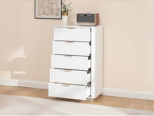 Commode 5 tiroir(s) BGSRYAO coloris blanc largeur 70 cm
