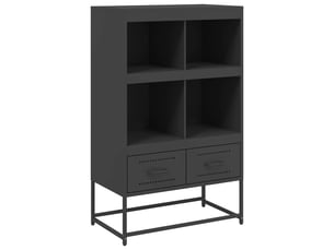 Buffet haut - bahut - meuble de rangement noir 68x39x111,5 cm acier