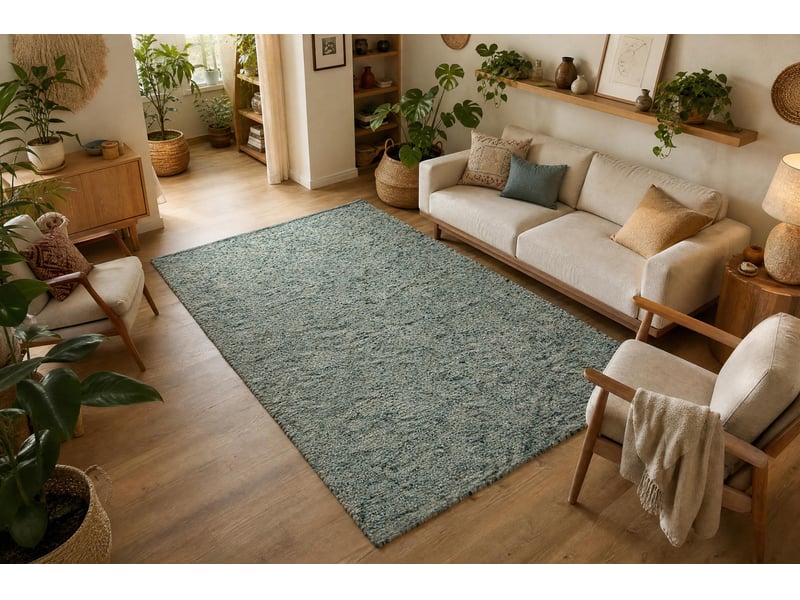  Tapis nepal lagoon ii turquoise mélange - laine, double face, naturel 200x300 cm  - Conforama D