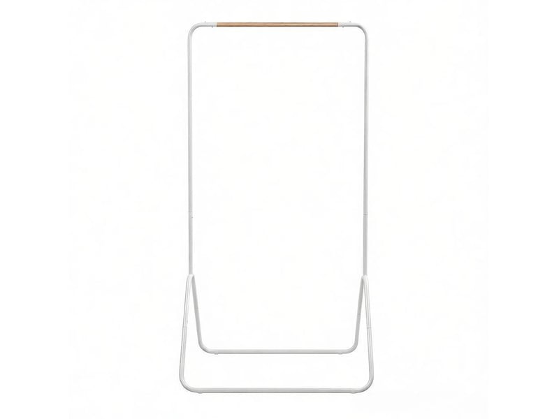  Portant à vêtements en métal blanc avec barre en bois, 80x45x145 cm  - Conforama A