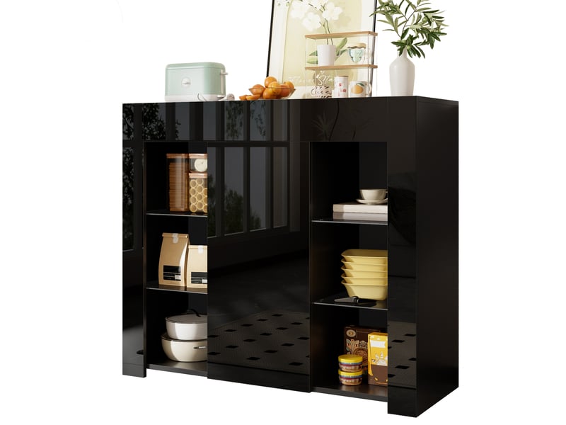  Buffet 1 porte(s) 0 tiroir(s) - 95 cm noir panneau de particules buffet noir - Conforama A