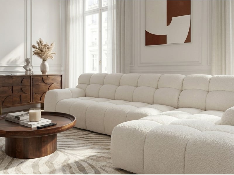  Bobochic canapé d'angle convertible avance-recule électrique andre tissu texturé jaune  angle gauche ANDRE - Conforama C