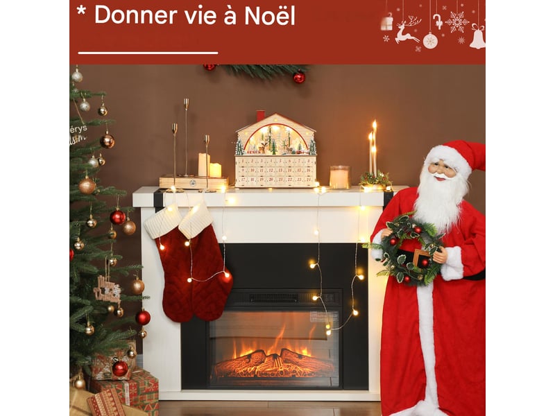  Calendrier de l'avent en bois à remplir avec 24 tiroirs et led 36 x 10 x 34 cm  - Conforama D