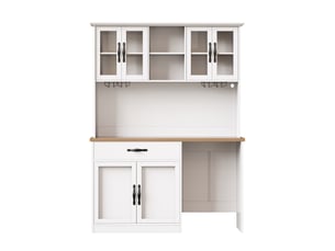 Buffet de cuisine 140x38x180 cm en mdf et verre, desserte amovible à roulettes, led, porte-verres et casier 9 bouteilles