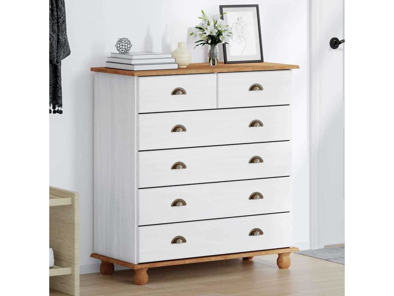  Commode chambre adulte, armoire à tiroirs askim blanc 91x40x95,5 cm bois de pin massif  - Conforama D