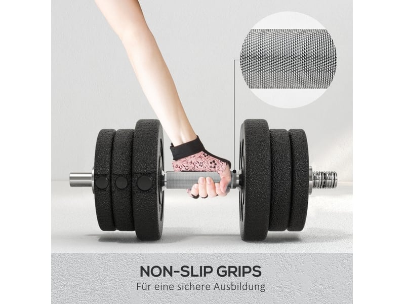  Set d'haltères 25 kg noir en acier et plastique, pour exercices de renforcement à domicile et en salle  - Conforama D