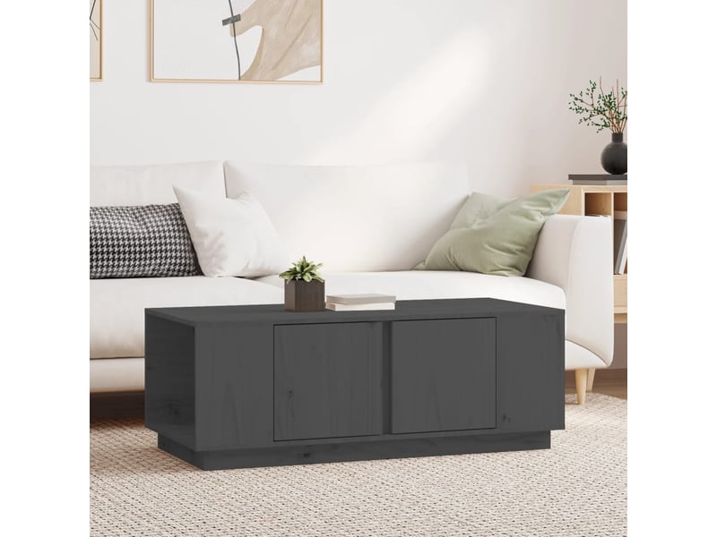  Table basse | table de salon gris 110x50x40 cm bois massif de pin shl3844  - Conforama B