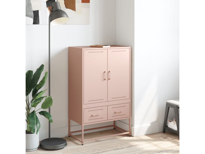  Buffet haut - bahut - meuble de rangement rose 68x39x111,5 cm acier  - Conforama C