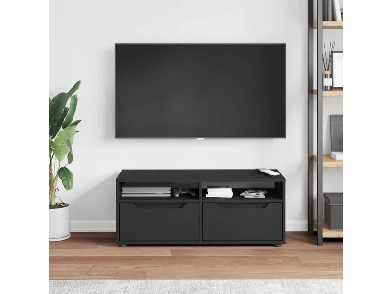  Meuble tv - banc tv - meuble de rangement visnes noir 100x40x38 cm bois d'ingénierie  - Conforama C