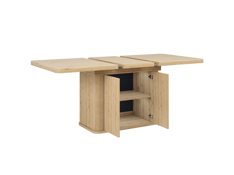  Table extensible effet chêne clair avec rangement, 140 à 180 cm Fay Lum - Conforama E