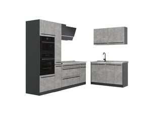 Vicco cuisine en angle, bétonanthracite, 230 x 120 cm plan de travail marbre