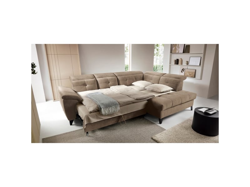  Canapé d'angle beige 5 places angle droit méridienne confort inferno  - Conforama E