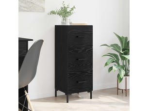 Buffet - bahut - meuble de rangement chêne noir 34,5 x 34 x 90 cm bois d'ingénierie
