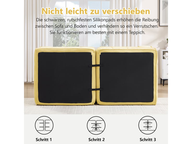  Canapé 2 places modulaire d’angle sans armature, moderne, jaune, sans montage, pour salon et appartement  - Conforama D