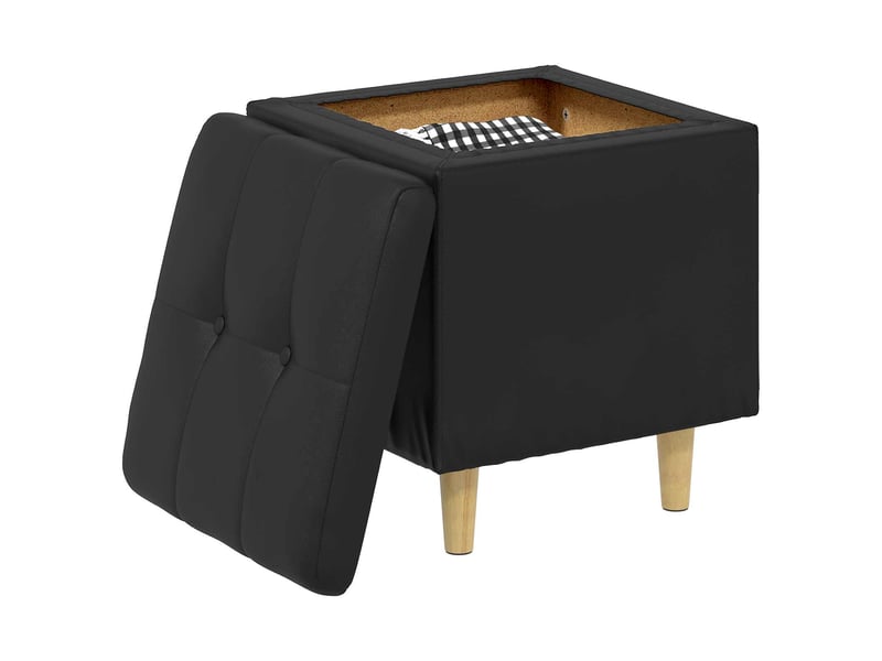  Ottoman, repose pied salon avec rangement noir 40x40x45 cm simili cuir  - Conforama C