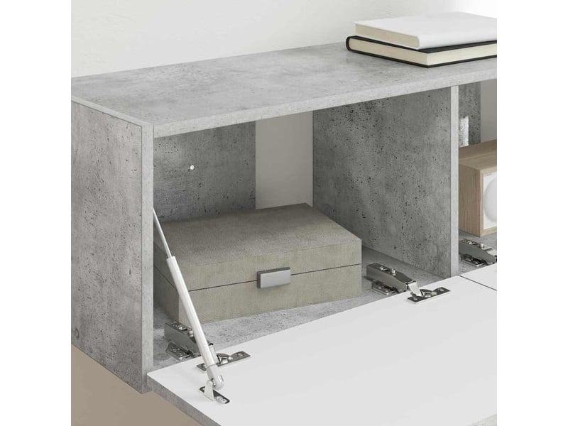  Meuble tv - banc tv - meuble de rangement mural 2 pcs béton bois d'ingénierie  - Conforama D