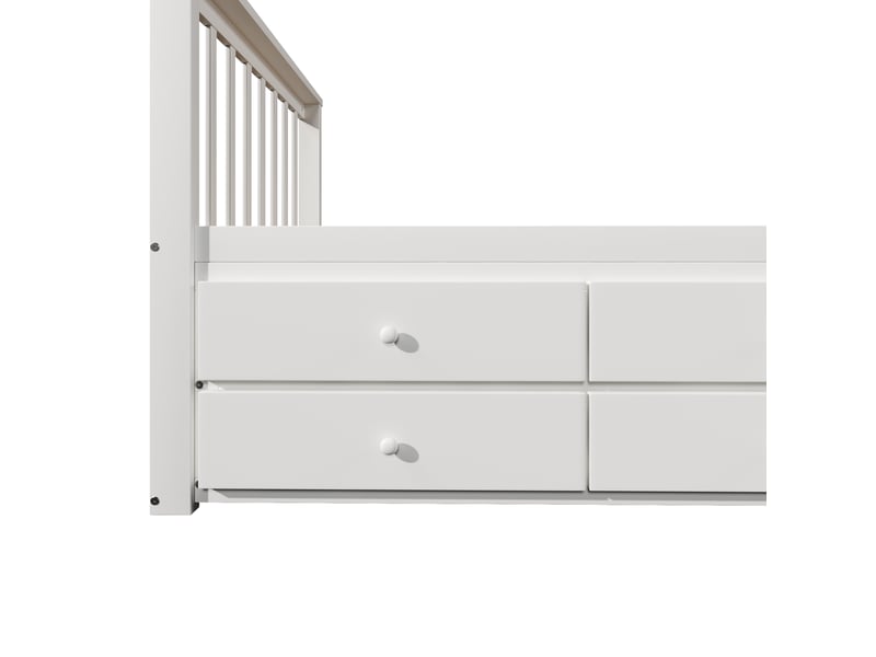  Lit gigogne 90x200 cm en bois massif blanc avec lit d'appoint 90x190 cm et 3 tiroirs  - Conforama E