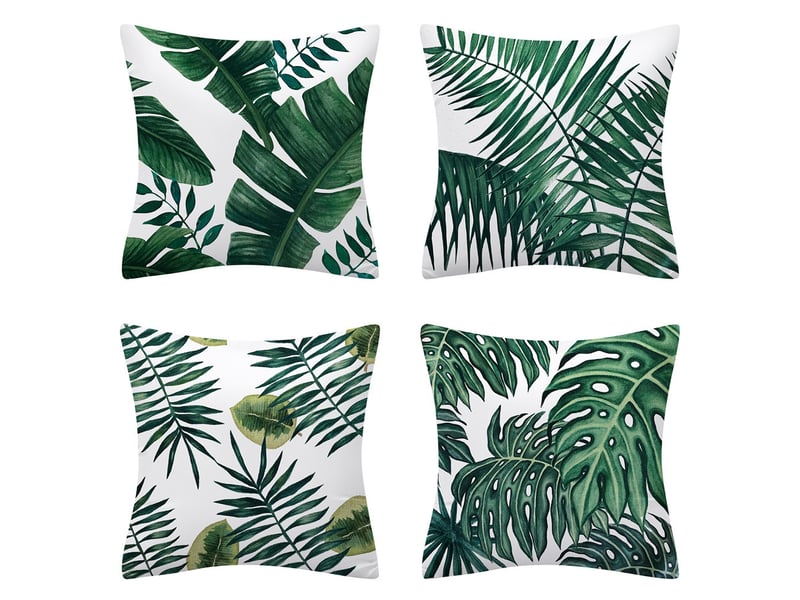  Lot de 4 housses coussin 45 x 45 cm, feuilles vertes housse de coussin exterieur impermeable canapé taie d'oreiller décoration coussin pour  - Conforama A