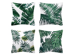 Lot de 4 housses coussin 45 x 45 cm, feuilles vertes housse de coussin exterieur impermeable canapé taie d'oreiller décoration coussin pour